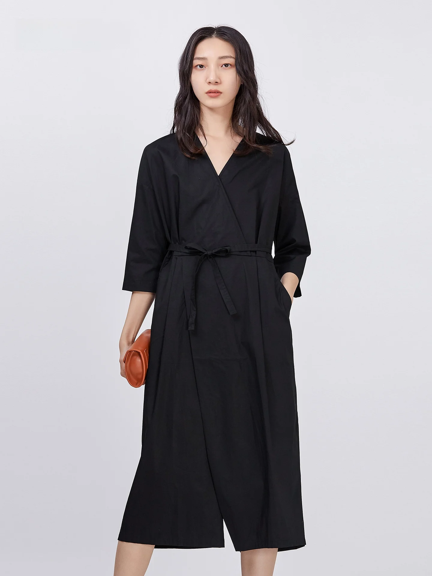 

ZOLLE Loose Fit One-Piece Jumpsuit Design Women's Outerwear Cotton Fabric mid Waist Seven/Nine Pants Summer Collection