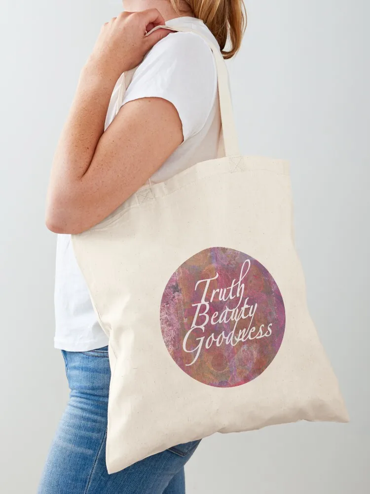 Truth, Beauty, Goodness Colorful Circle Tote Bag Customizable tote Cloth Women's Women's Canvas