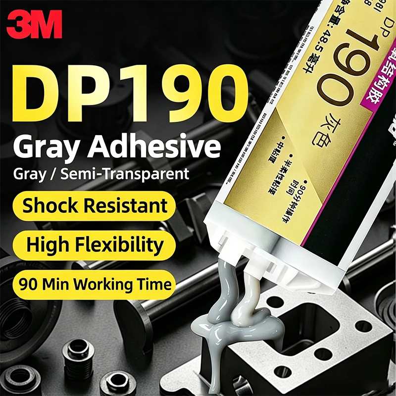 3M DP190 Scotch-Weld Epoxy Adhesive 50ML Gray Translucent 1:1 Two Part Structural Glue for Metal Plastic
