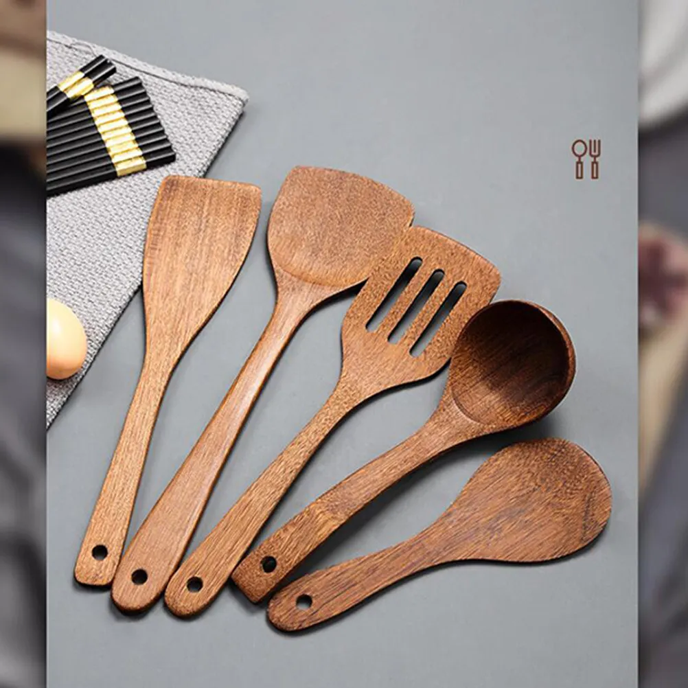 2Pcs Wooden Cooking Shovel Eco Friendly Sturdy Long Handle Food Serving Scoop Kitchen Utensil for Stirring Mixing Porridge Soup