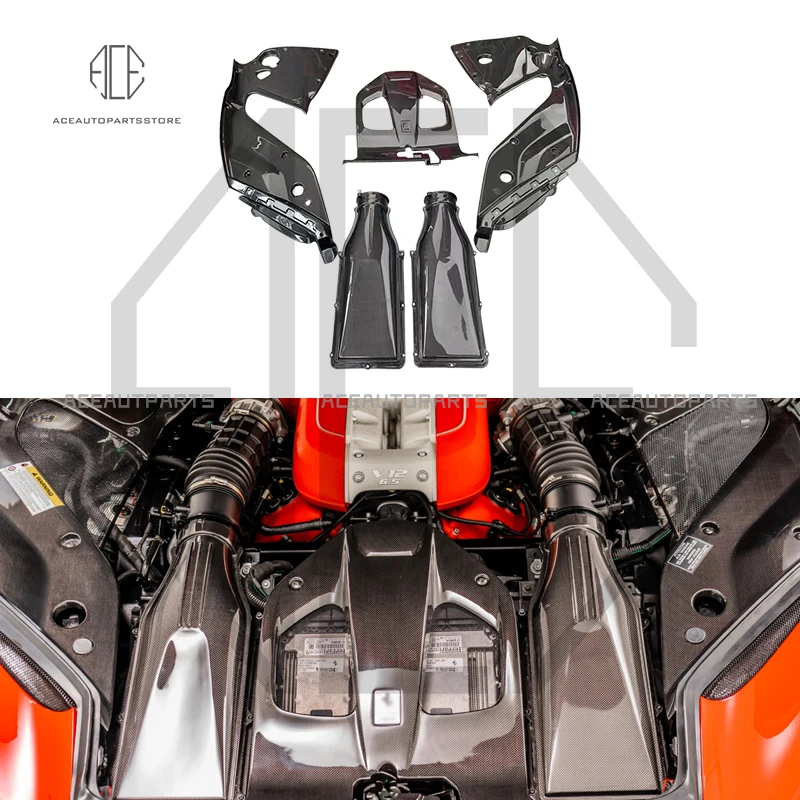 

HOT SALE Car Engine hood panel fit for New 2017-2020 Ferrari 812 OEM style dry carbon fiber engine cover interior trims
