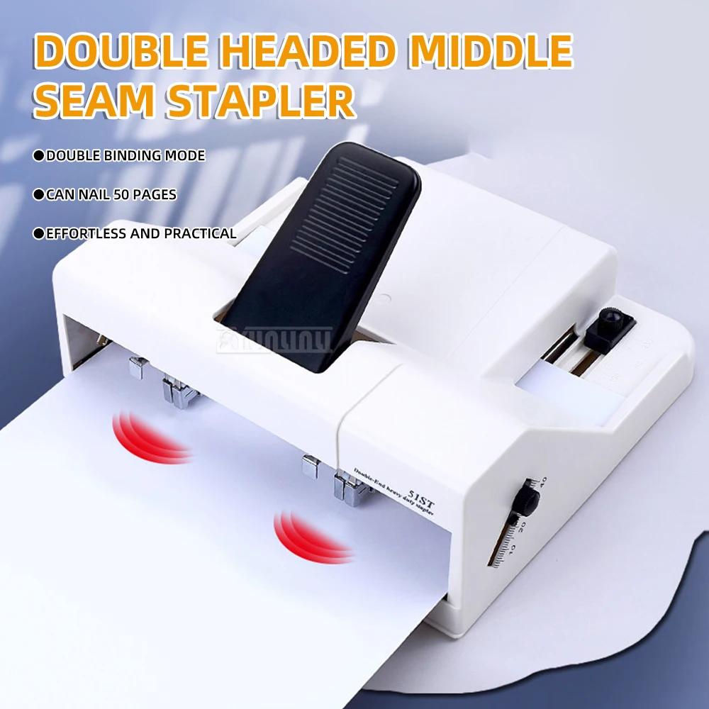 Effortless Operation Centerfold Double-stapler, Long-arm Double-row A4A3 Office Use Double-hole, 50 Pages Included