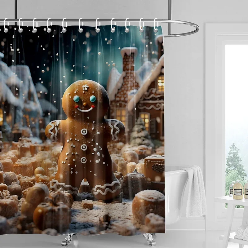 Home decoration shower curtains for bathroom waterproof curtain fabric Modern Nordic style Living Room Merry Christmas winter