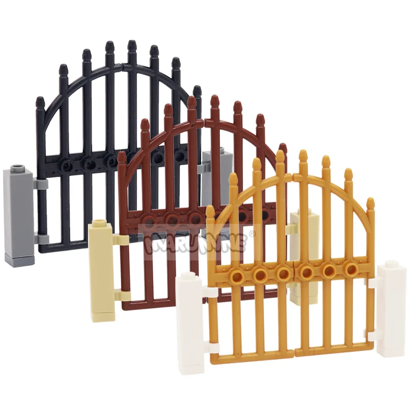 Marumine MOC Bricks Door 1x4x9 Arched Iron Gate Accessories Compatible 42448 City Street View House Buidling Blocks Castle Parts