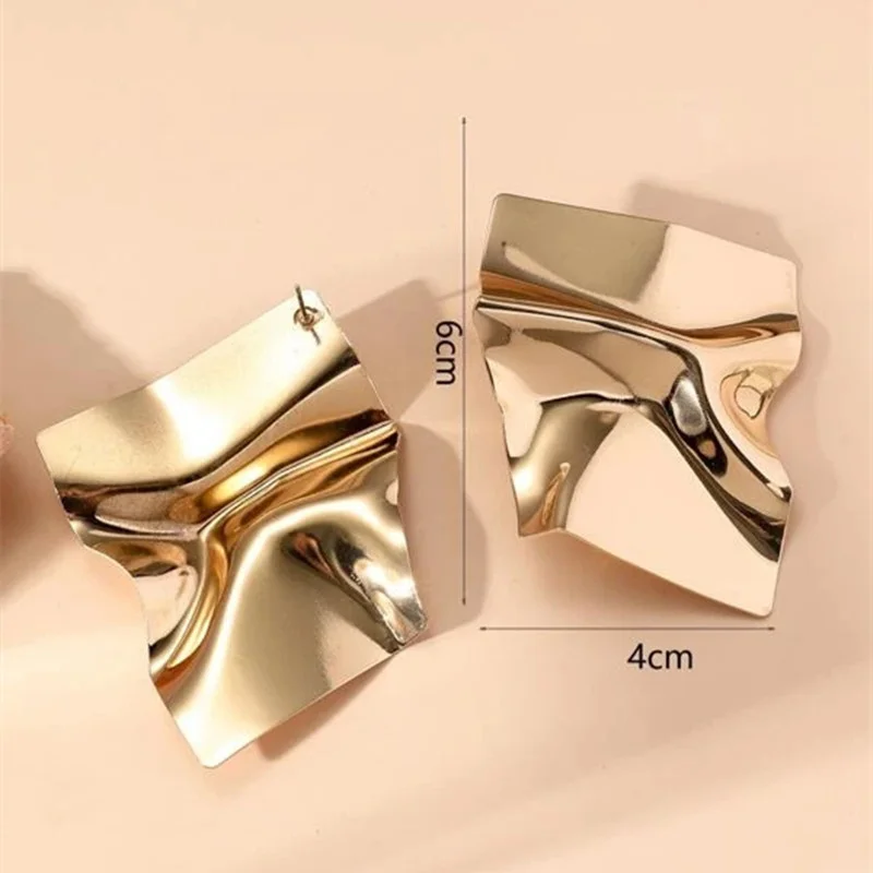 Fashion Irregular Metal Stud Earrings For Women Vintage Gold Color Geometric Statement Big Drop Earring Jewelry Accessories 2024