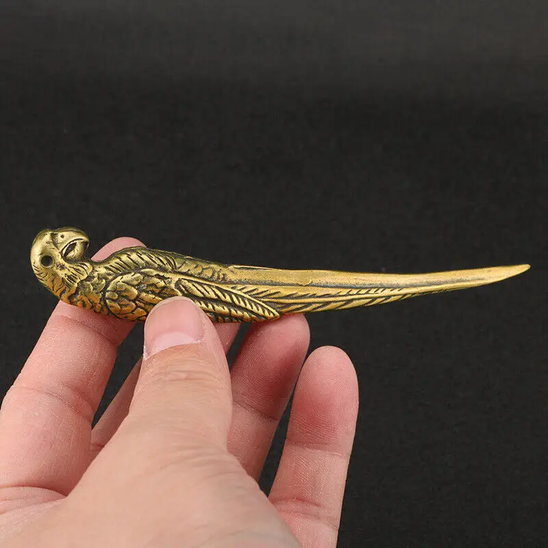 Solid Brass Parrot Figurine Small Statue Home Ornament Figurines Collectibles