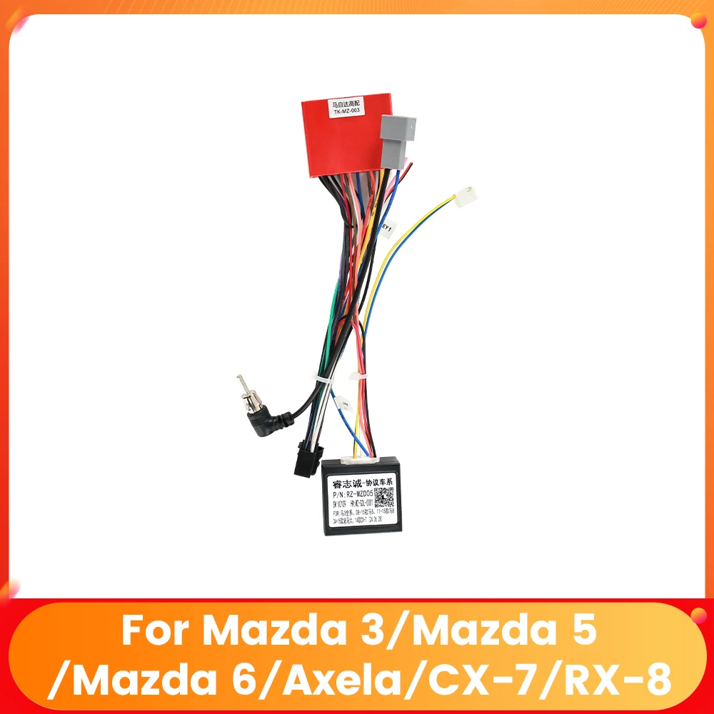 Android Radio Cable Accessories Wiring Harness 16PIN MP5 Cable Adapter For Mazda 6 3 5 CX-7 RX-8 Canbus box