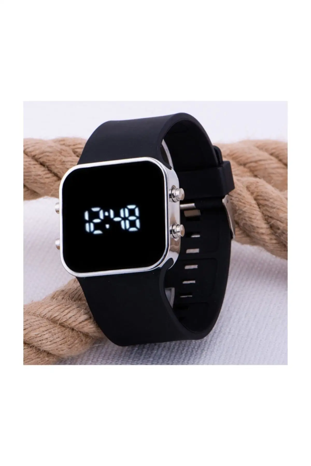 Serial Digital Silver Case Color Led Wristband Silicone Wristwatches Clock