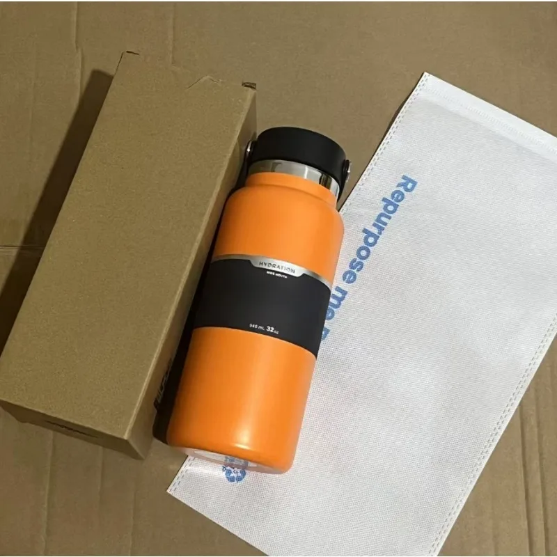 كوب معزول مكنسة من الفولاذ المقاوم للصدأ مع غطاء مقبض، مناسب للشاي المثلج أو القهوة كوب ترمس ميلك شيك 2.0 ساعة 32 أونصة