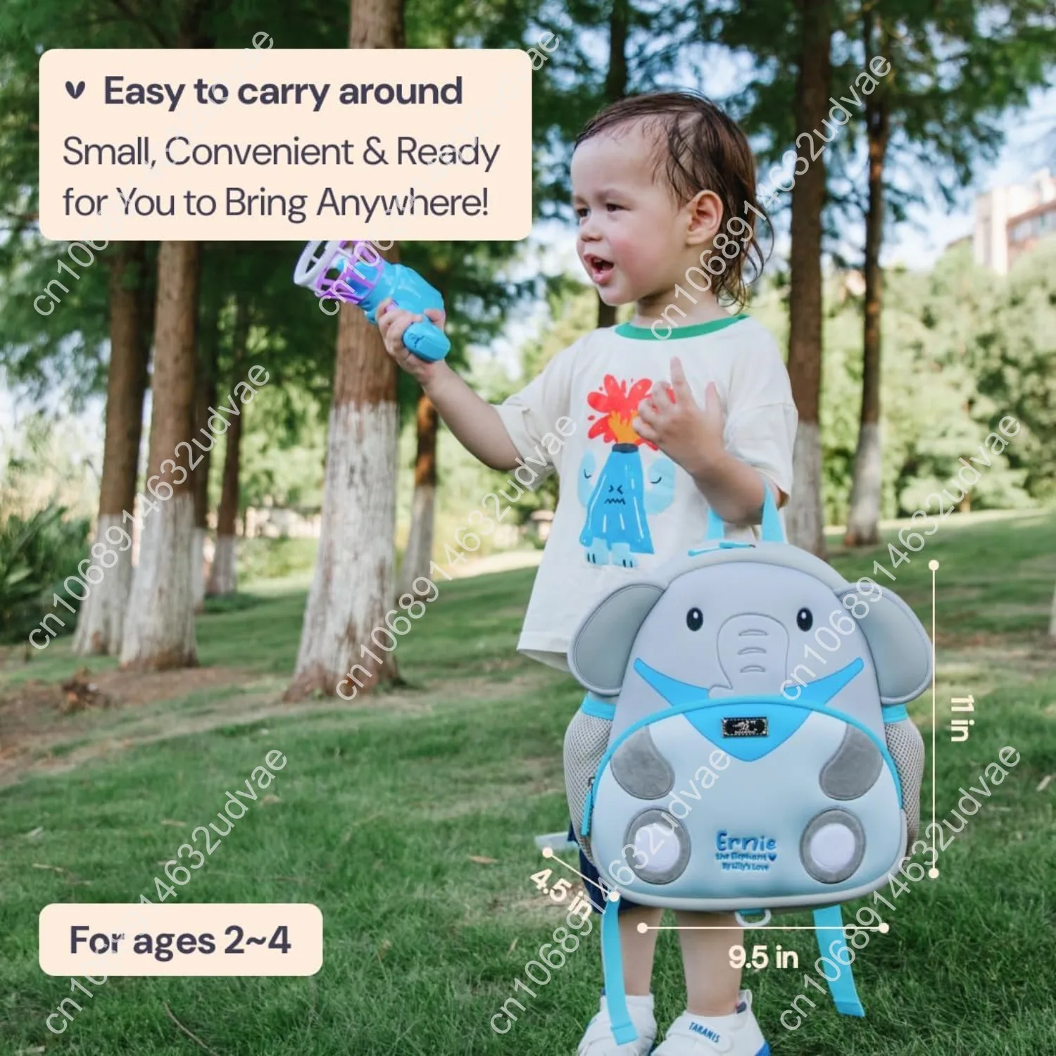 BabbleRoo Toddler Backpack, Kids Backpack - Light & Comfortable, Water Resistant Neoprene, Bag Leash for Toddlers 1-3, Reflectiv