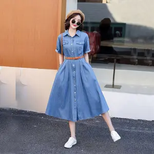 Denim dress with belt best sale