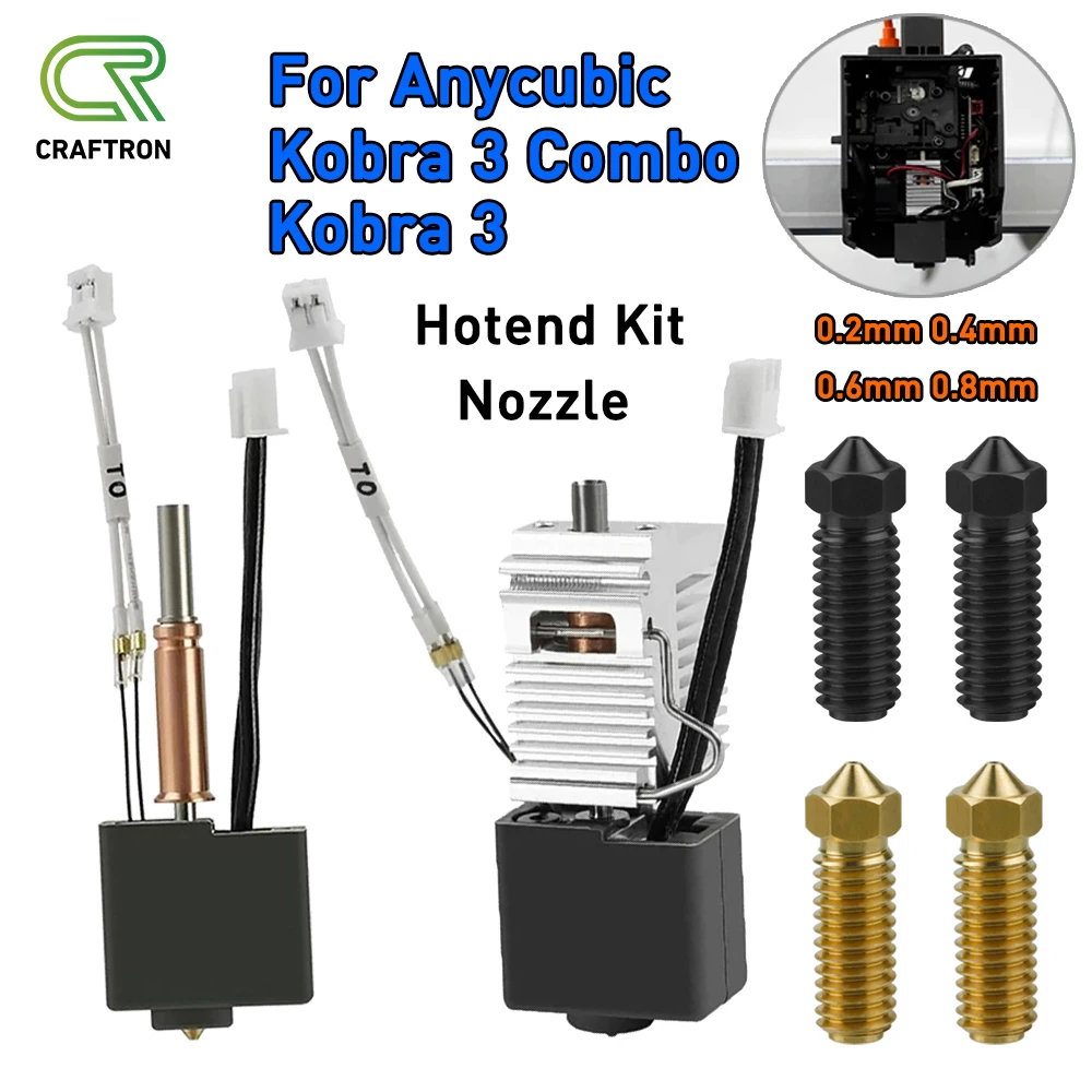 

For Anycubic Kobra 3 Combo Hotend Nozzle Thermistor Heating Tube 24v 50w Heater Block for Anycubic Kobra3 Replacement Accesories