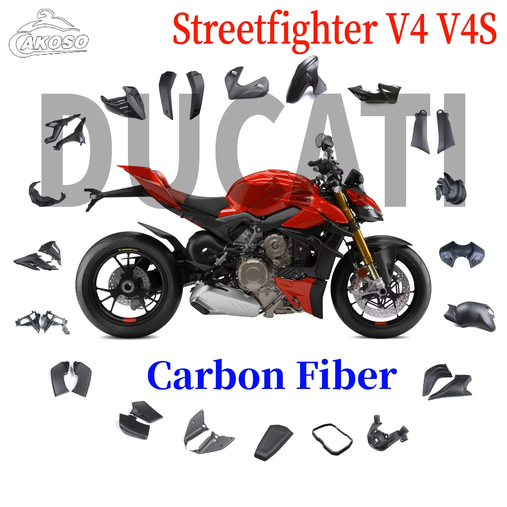 For DUCATI Streetfighter V4 V4S Carbon Fiber Fairing Kits Modified Motorcycle Accessories Body Panels Tank Cover Fenders Exhaust