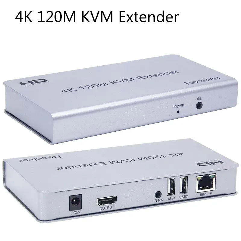 4K 120m KVM Extender for HDMI-compatible With USB RJ45 Audio Support Loop/IR/Keyboard Over Cat6 Ethernet Extender For USB Mouse
