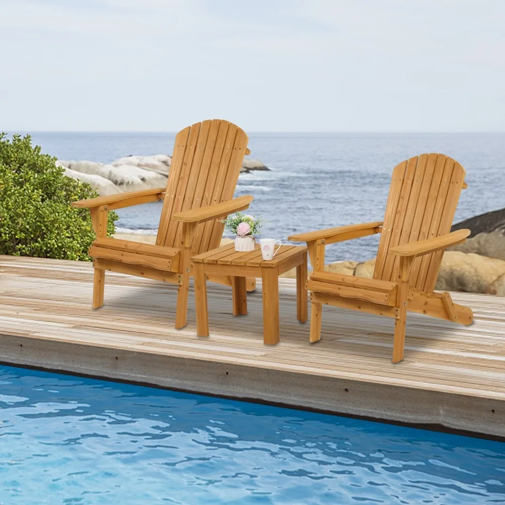 2 قطعة كرسي آديرونداك خشبي مستلق أثاث الفناء مقعد صالة سطح السفينة #6