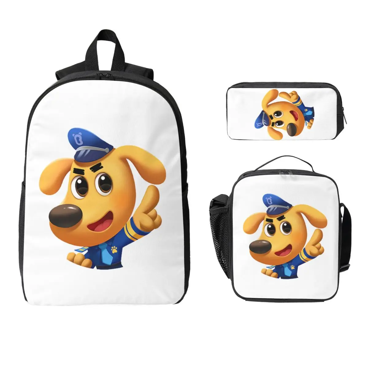 Sheriff Labrador Backpack Student Boys Girls BookBag School Bag Computer Shoulder Bags 3ps Insulated Lunch Bag Pencil Case