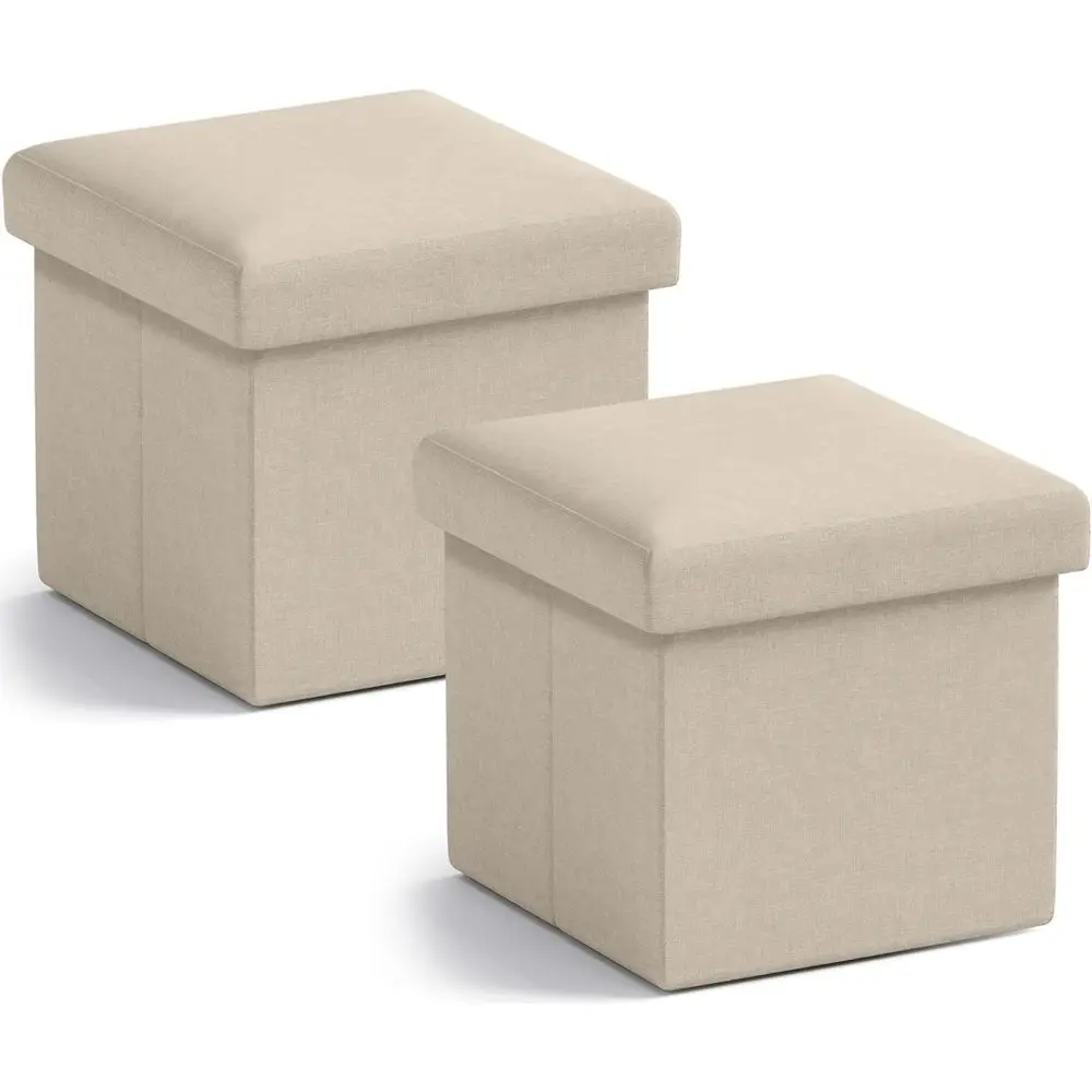 

Small Storage Ottoman, Set o 2 oldable Collapsible Cube Square Linen Ottoman oot Rest Stool Seat, or Living Room, Bedroom, Home