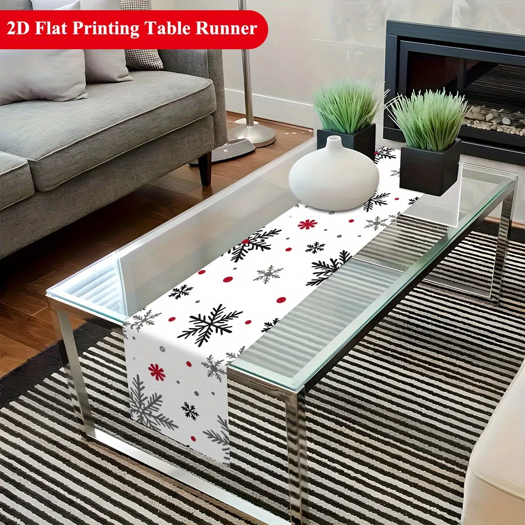 2D‑Printed Snowflake Red Dot Table Runner, Decor for Dining Table, Coffee‑Table, Gatherings, Indoor‑Outdoor Parties