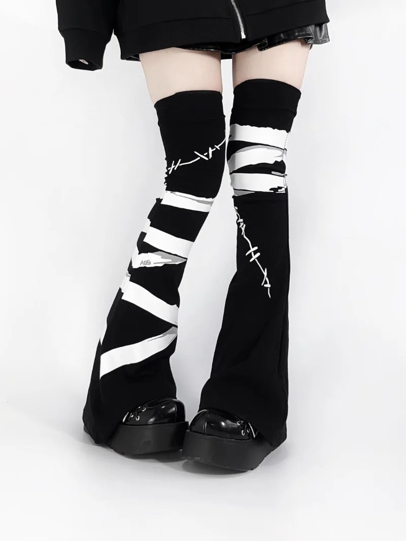 Trendy Brand Harajuku Goth Dark Style Fashionable Street Clothing Women Sexy Smooth Black Pantyhose Stockings Over Knee Socks