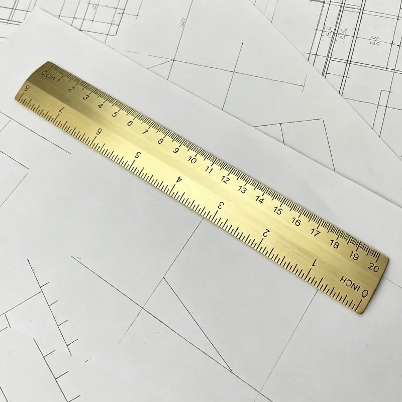 Thickened Solid Brass Paperweight Ruler With Scale Multifunctional Paper Press Brush Rest For Chinese Calligraphy Painting Tools