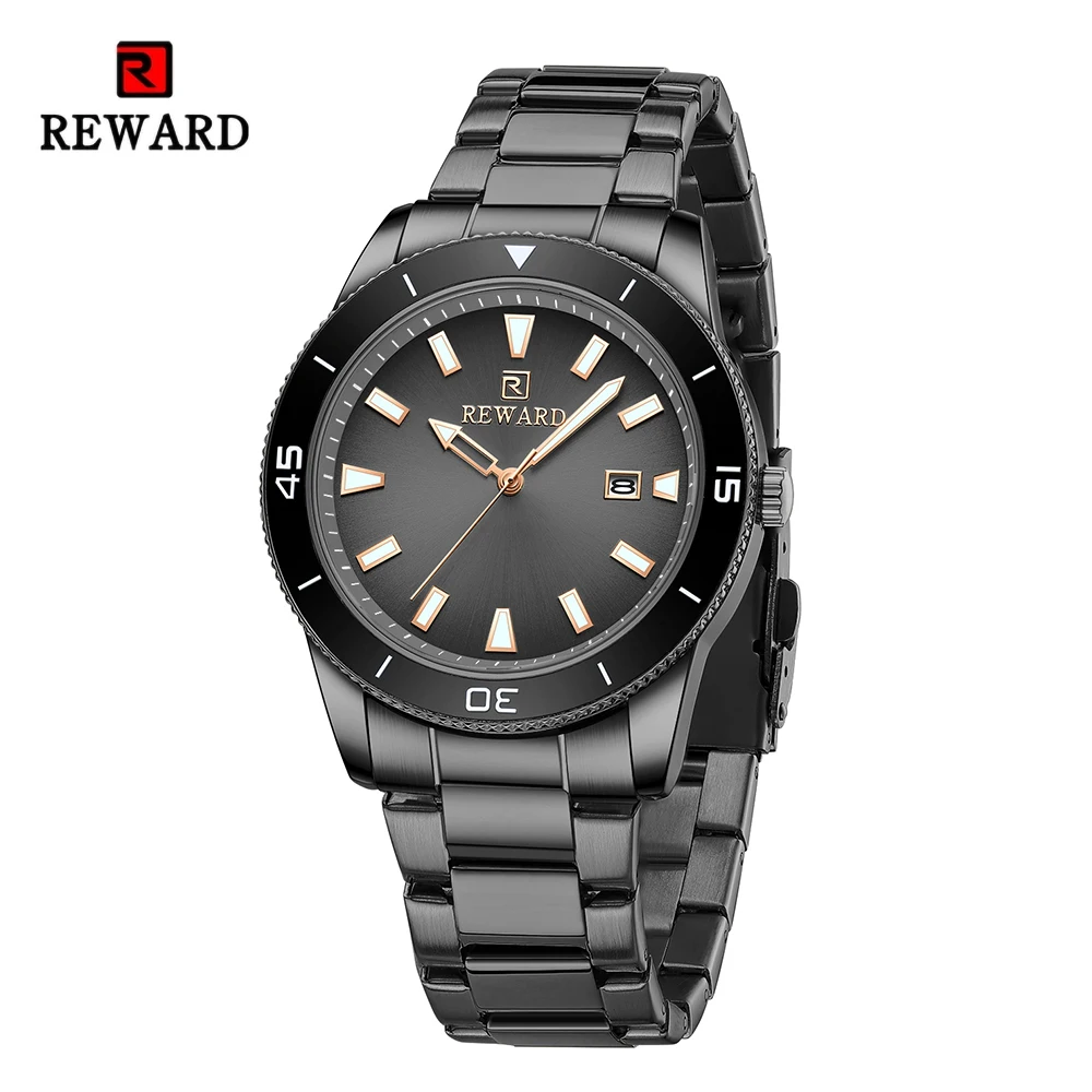 

REWARD Quartz Watch for Mens Stylish Stainless Steel Japan Movement Waterproof Anti-Scratch Analog Date Business Wrist Watches