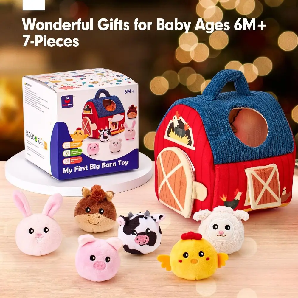 New 6-12 Months Sound Interactive Montessori Toy Barn with Farm Animals Sensory Infants Toddlers