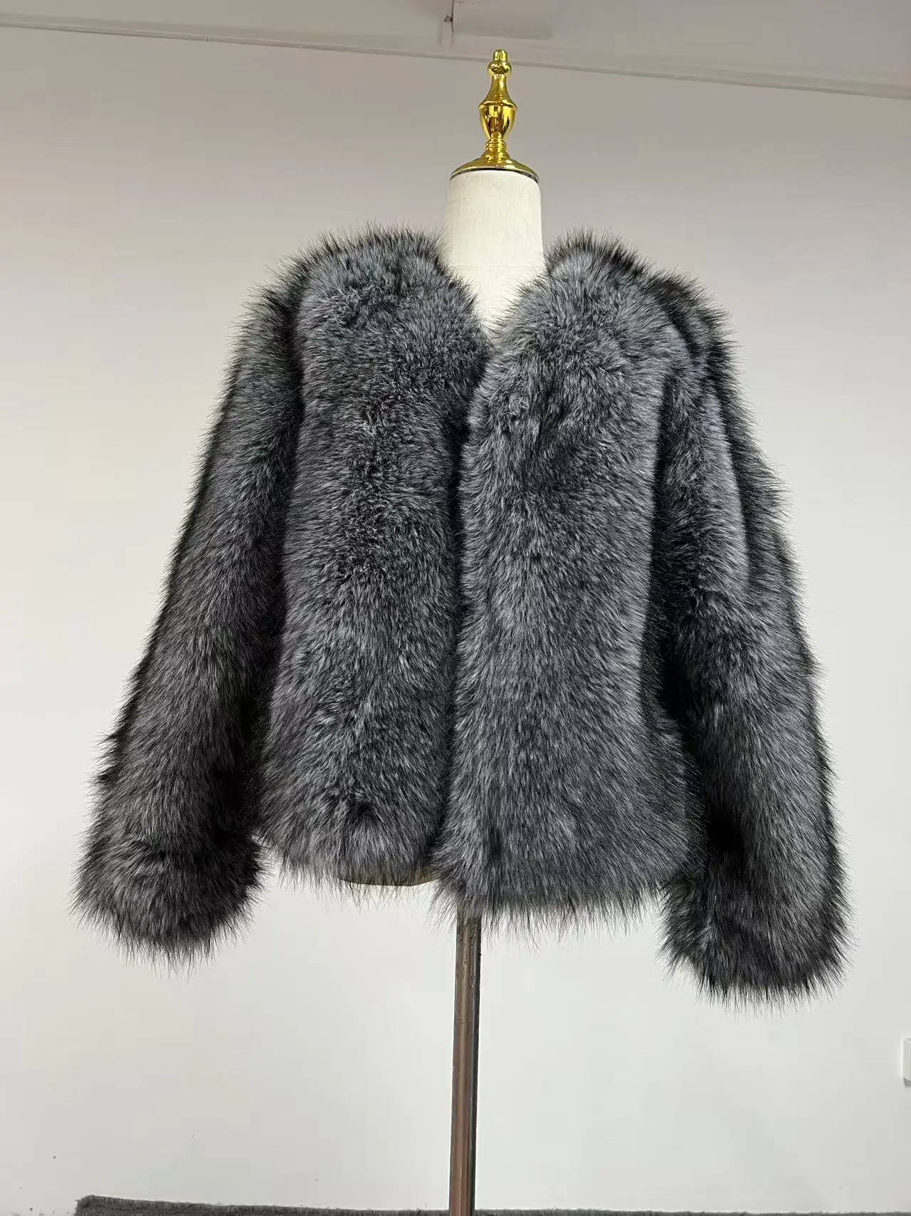 Manteau en fausse fourrure de renard rouge entier pour femmes, Style européen et américain, vêtements d'extérieur de luxe élégants sur mesure dans des couleurs riches, veste naturelle