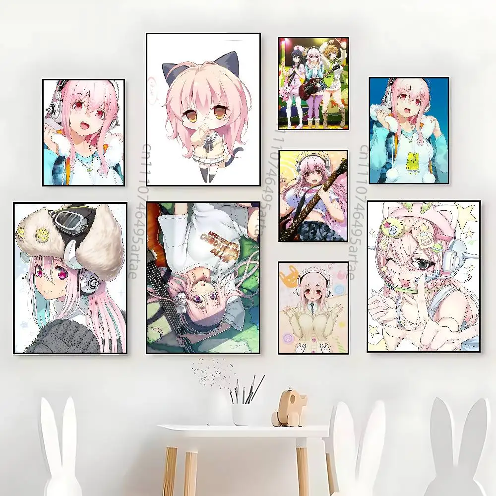 Cute S-Super S-Sonico  Poster HD home decor sticky wall waterproof home living room bar aesthetic decor