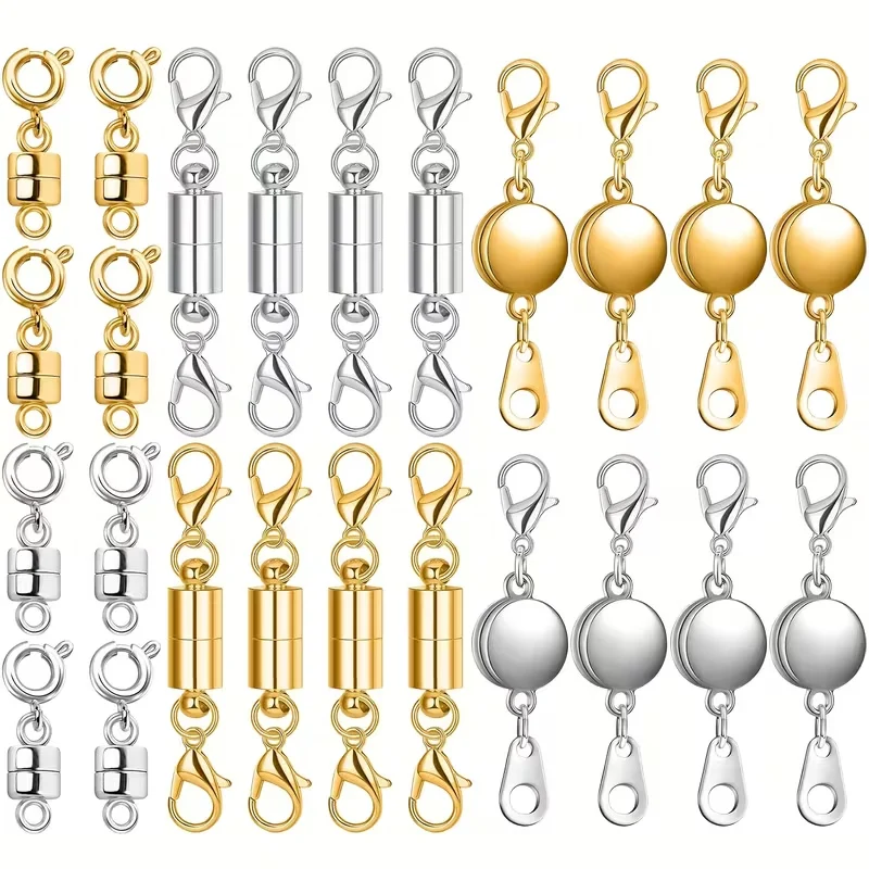 

24 шт., магнитные застежки и застежки для ожерелья, застежки-омары, магнитные застежки для ювелирных изделий, фиксирующий удлинитель для ожерелья, круглые стразы Ba