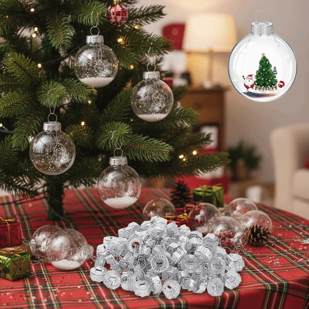 50PCS New Year Aluminium Christmas Ball Caps Electroplating DIY Christmas Tree Decorations Gold Silver XMAS Decoration