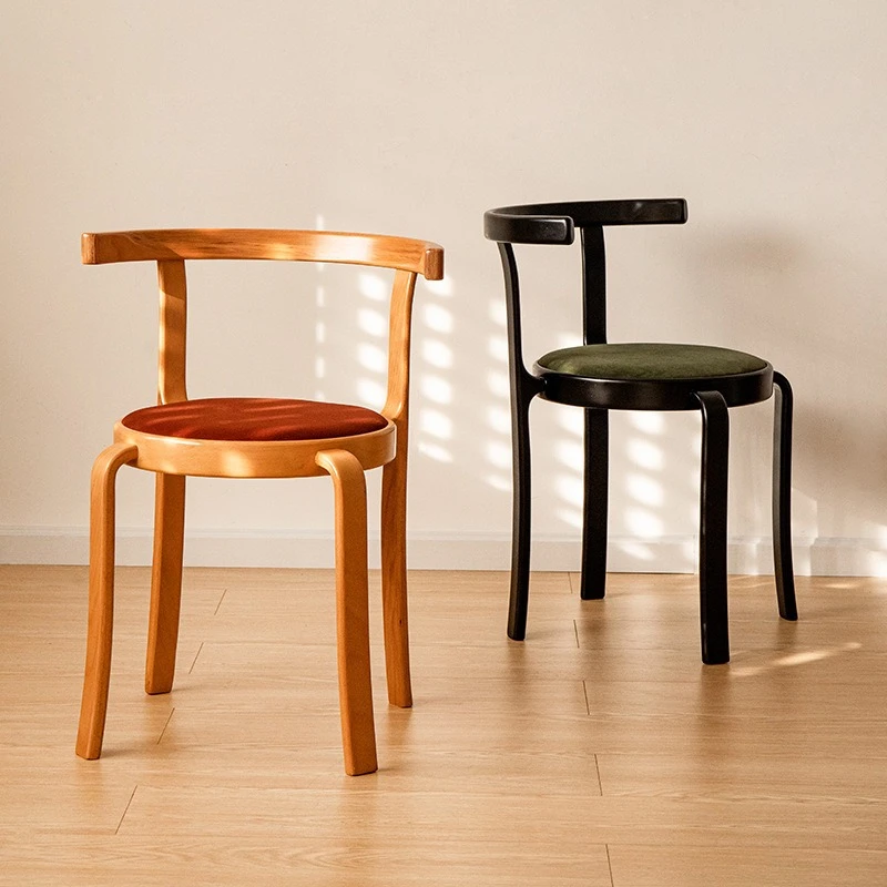Household stackable dining chair Small apartment backrest Dining table and chairs Solid wood