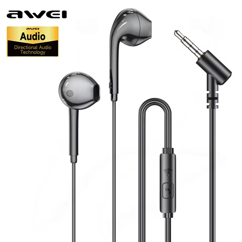 

Awei PC-7 3.5mm Wired Headphones In Ear Headset Wired Earphones with Mic Bass Stereo Earbuds Sports In-line Control For Phones