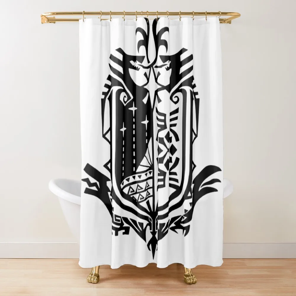 

Monster Hunter World - Logo (black) Shower Curtain Waterproof Fabric Bathroom Bathroom Accessories Curtain