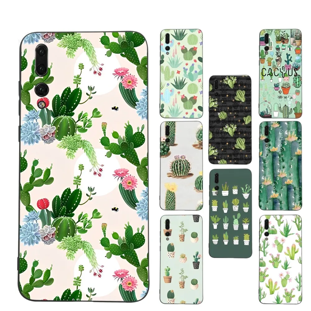Чехол с зеленым КАКТУСОМ для телефона Samsung A 13 21 30 31 32 51 52 53 70 для Huawei Honor 50 60 70 для OPPO vivo