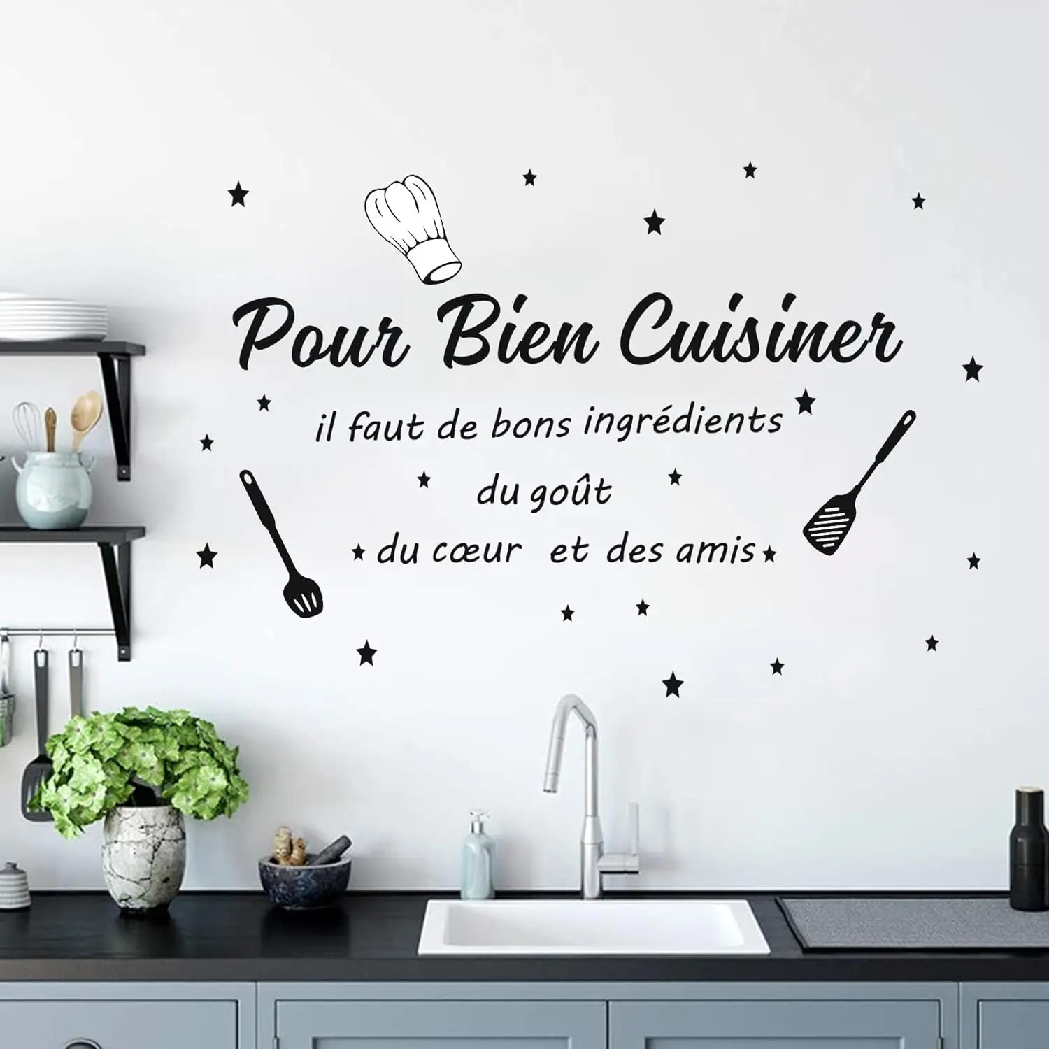 French Italian Kitchen Cook Love Quote Wall Sticker Decal Resturant Dinning Room Home Wall Decor