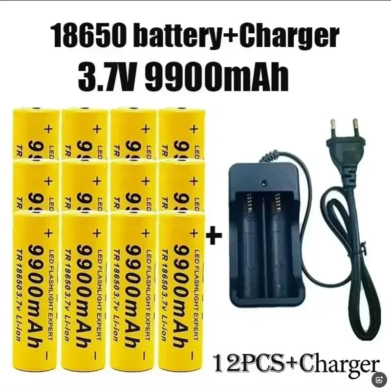 100% оригинальная литиевая аккумуляторная батарея 3,7 В 18650, 9900 мАч, фонарик, игрушки, вентиляторы, аккумулятор + зарядное устройство