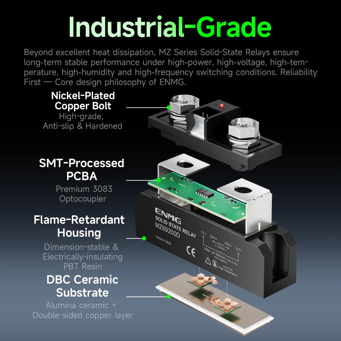 ENMG MZ69150D Industrial Grade High Power Solid State Relay SSR DC Input AC Output Opto Isolated Long Life No Contact Heating
