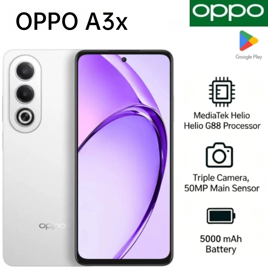 2026 New Model OPPO A3x Global Version Smartphone 6.67 Inch 120Hz Display Large 5100mAh Battery 45W Fast Charge Dual SIM