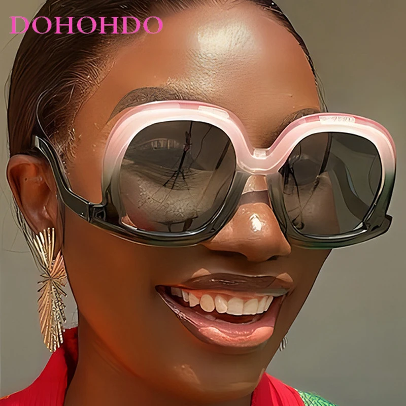 

DOHOHDO 2025 Fashion Unique Square Women Sunglasses Fashion Colorful Gradient Shades UV400 Men Trending Personalized Sun Glasses