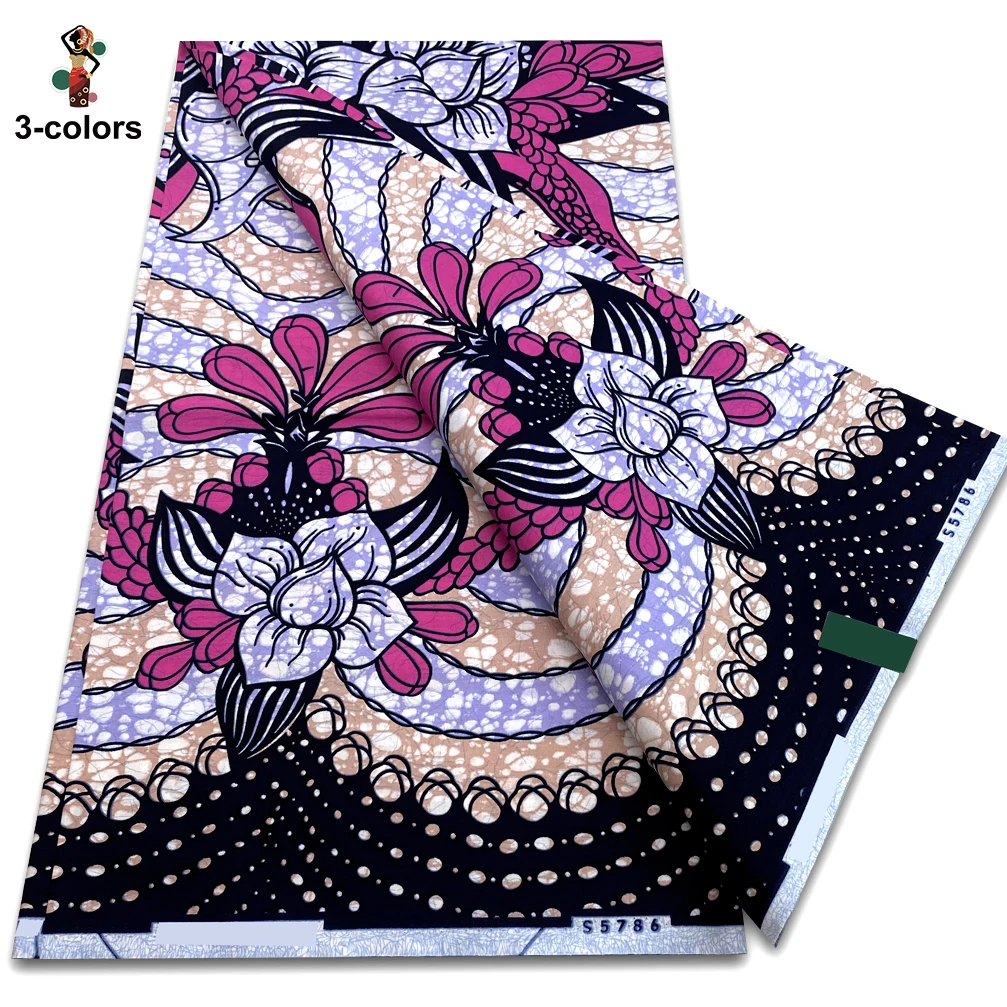 2025 Latest Design African Wax Fabric Good Real Wax Print Fabric Soft 100% Cotton Fashion Ankara Wax Pagne Super Party Dress