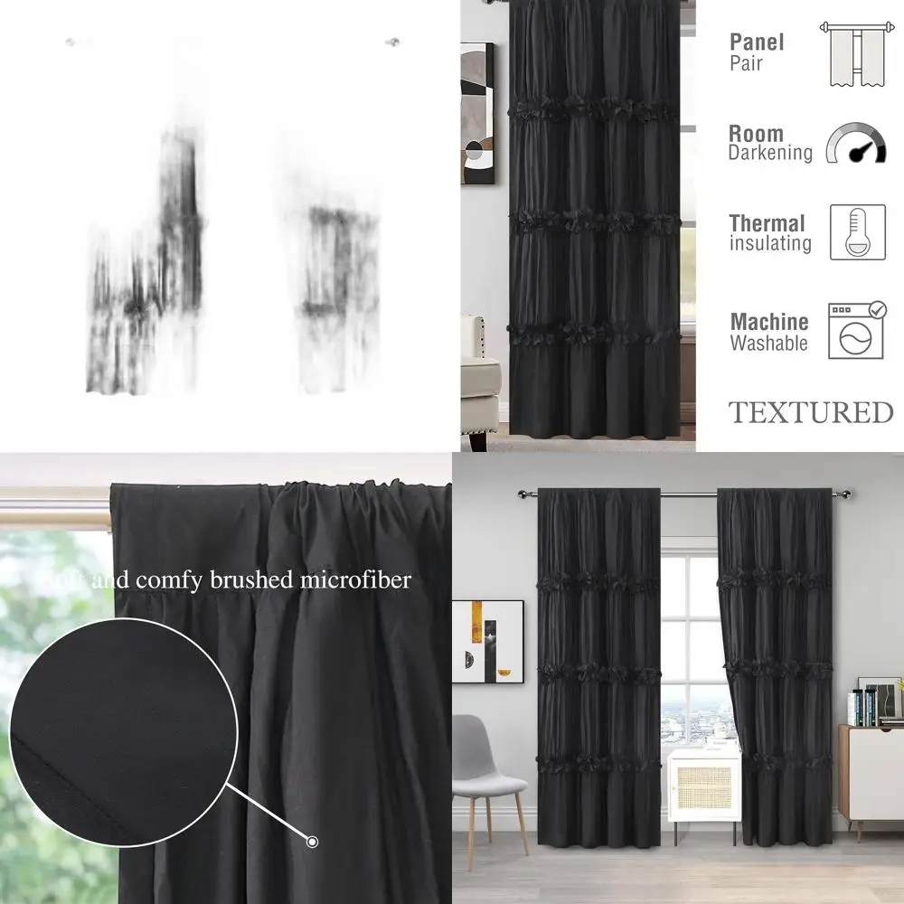 

Термоизолирующие светонепроницаемые шторы с дизайном в стиле бохо и цветочным узором с бабочками, 54 x 84, комплект из 2 панелей