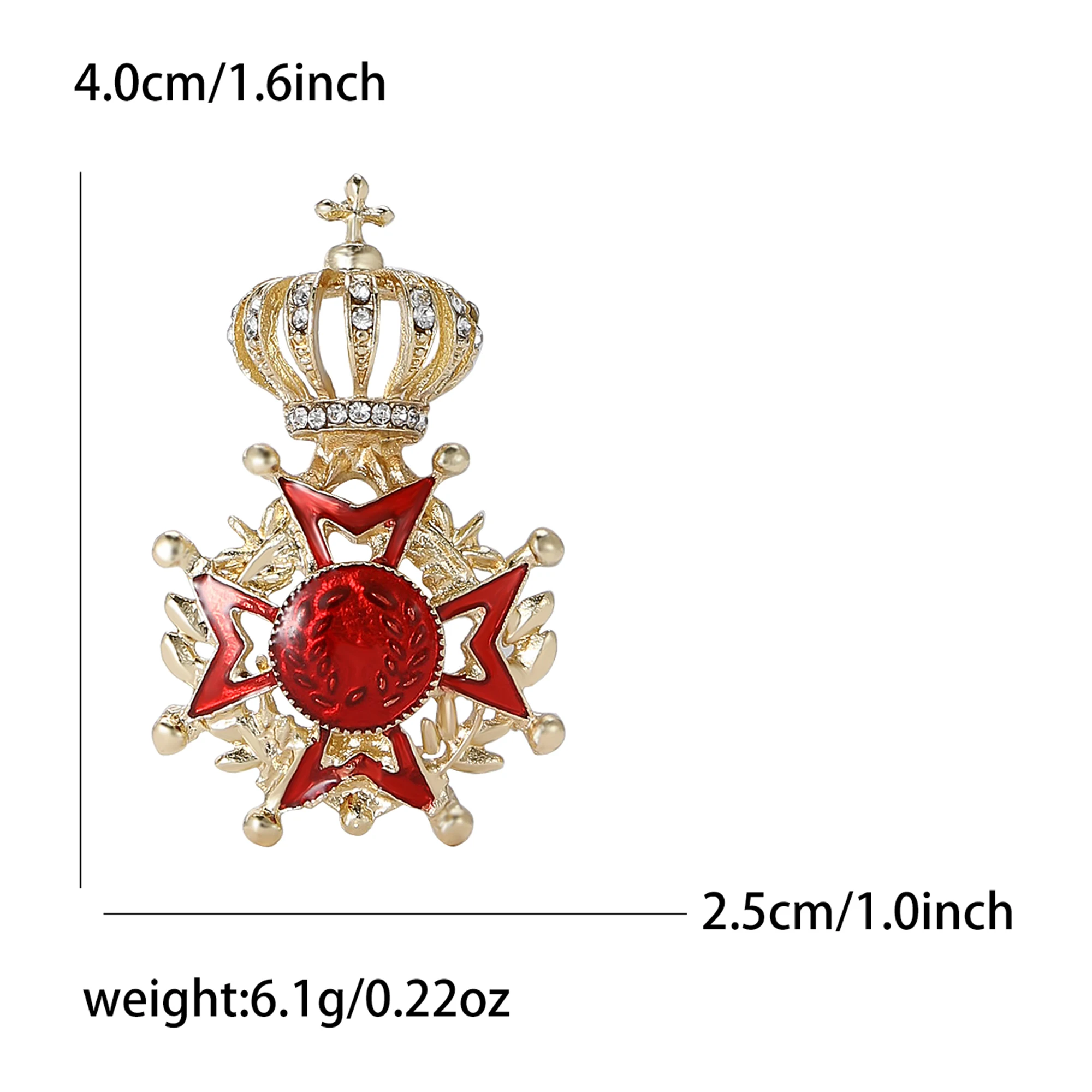 Rhinestone Crown Brooches for Women Unisex Crown Medal Pins Office Party Friend Gifts Jewelry Accessories