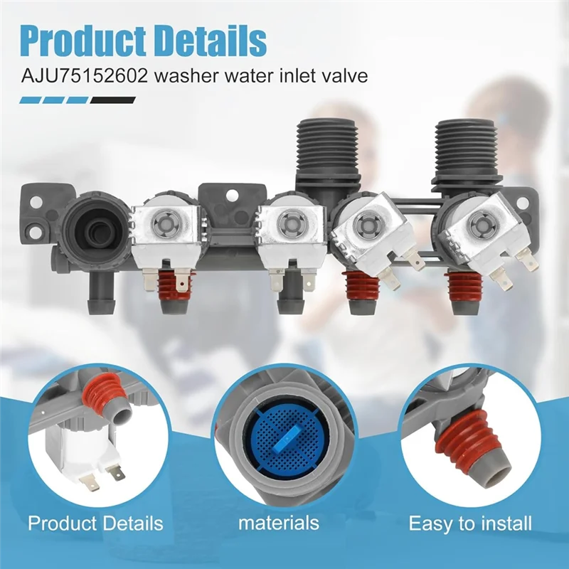 【Популярный】AJU75152602 Впускной клапан воды для шайбы заменяет 5221EA1008S 4873914 AP6335382 PS12580369 EAP12580369 DC12V