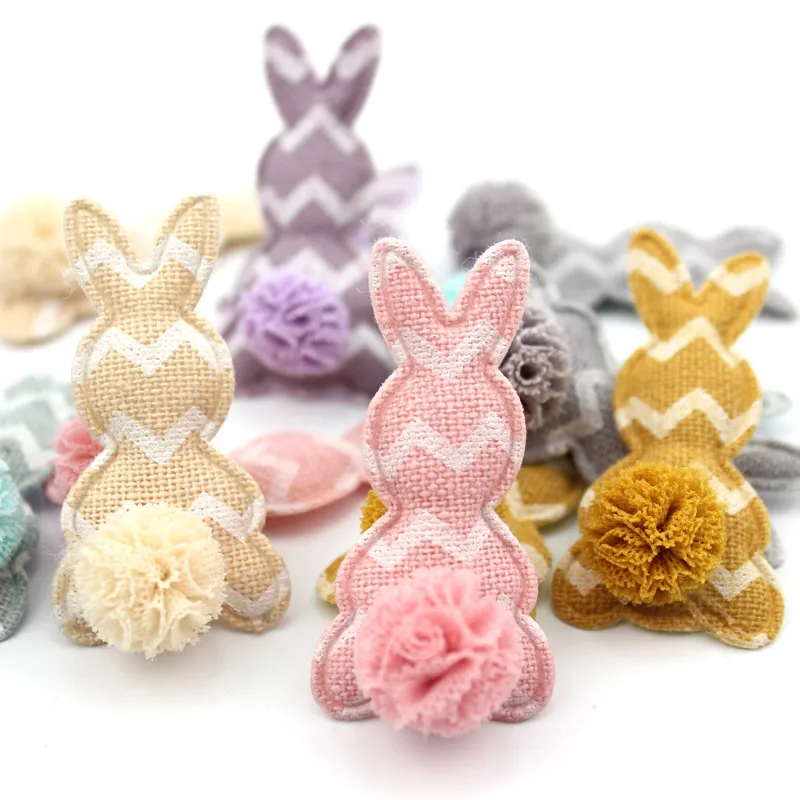 

24 шт. 2,5*5 см мультяшный Кролик Цветы шарик мягкая аппликация для головных уборов Сделай Сам детская заколка для волос поделки декор орнамент аксессуары