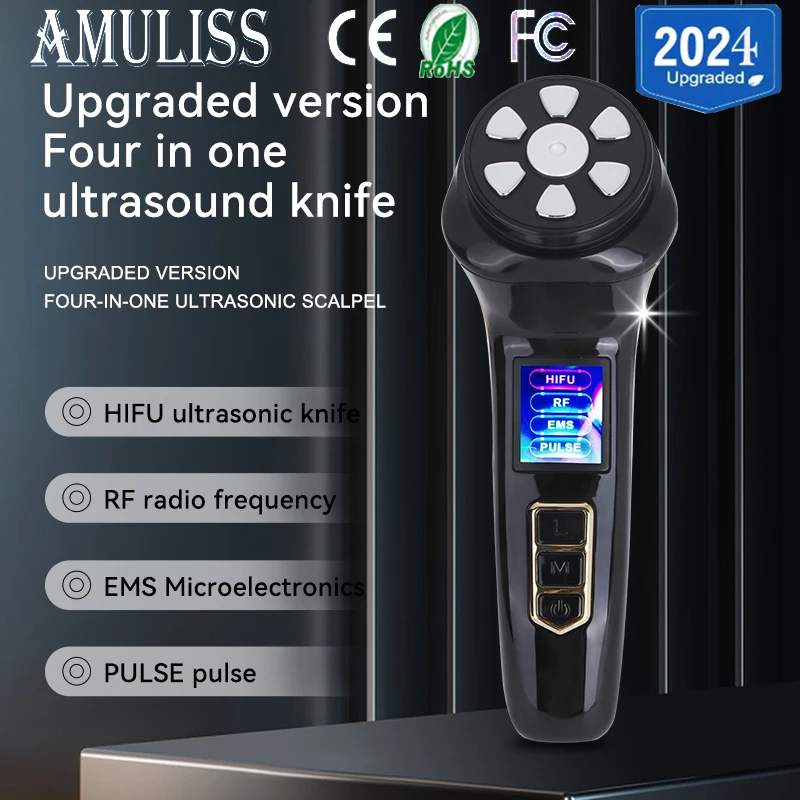 Amuliss-uso doméstico pele apertando a máquina do instrumento da beleza, equipamento multifuncional do dispositivo da beleza, EMS, RF, pulso, uso doméstico, 2024