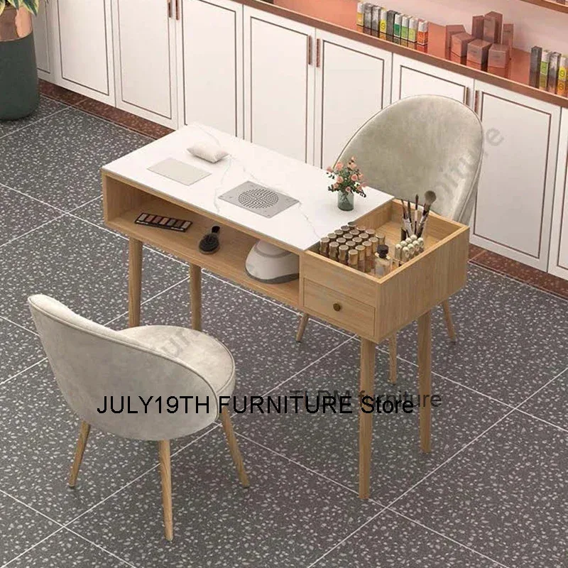 Wooden Nordic Modern Nail Table Dressing Professional Manicure Table Simplicity Nailsdesigner Mesa Manicura Salon Furniture KMNT