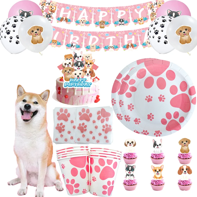 

Pink Paw Print with Peach Dog cat bear Paw Party Supplies Balloon Baby Shower Happy Birthday Party Decoration Pet for Girl