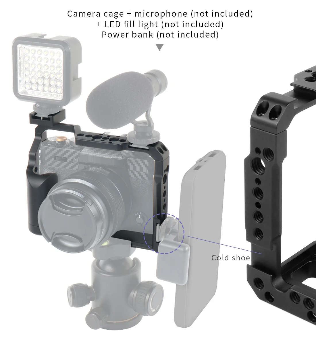 BGNing Aluminium Legierung Kamera Käfig Schutzhülle Stabilisator mit Kalten Schuh Halter für FUJI XT20/XT30 XT30II Kamera Schutzhülle – Detail 13