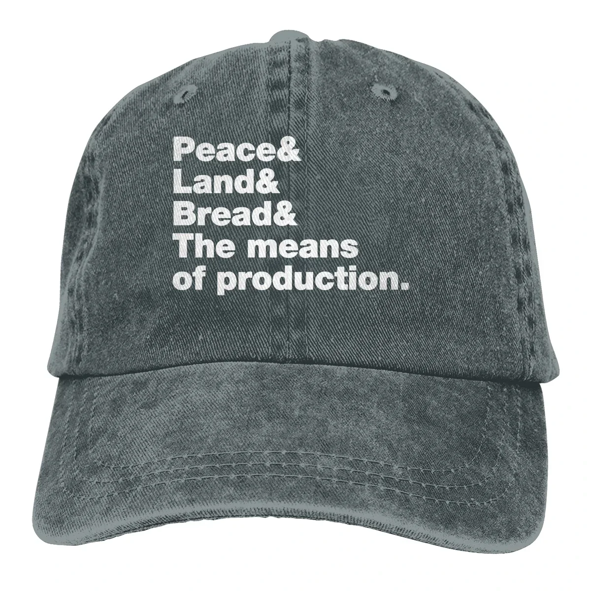 Adjustable Solid Color Baseball Cap Peace & Land & Bread & The Means Of Production Washed Cotton Communism CCCP Sports Woman Hat