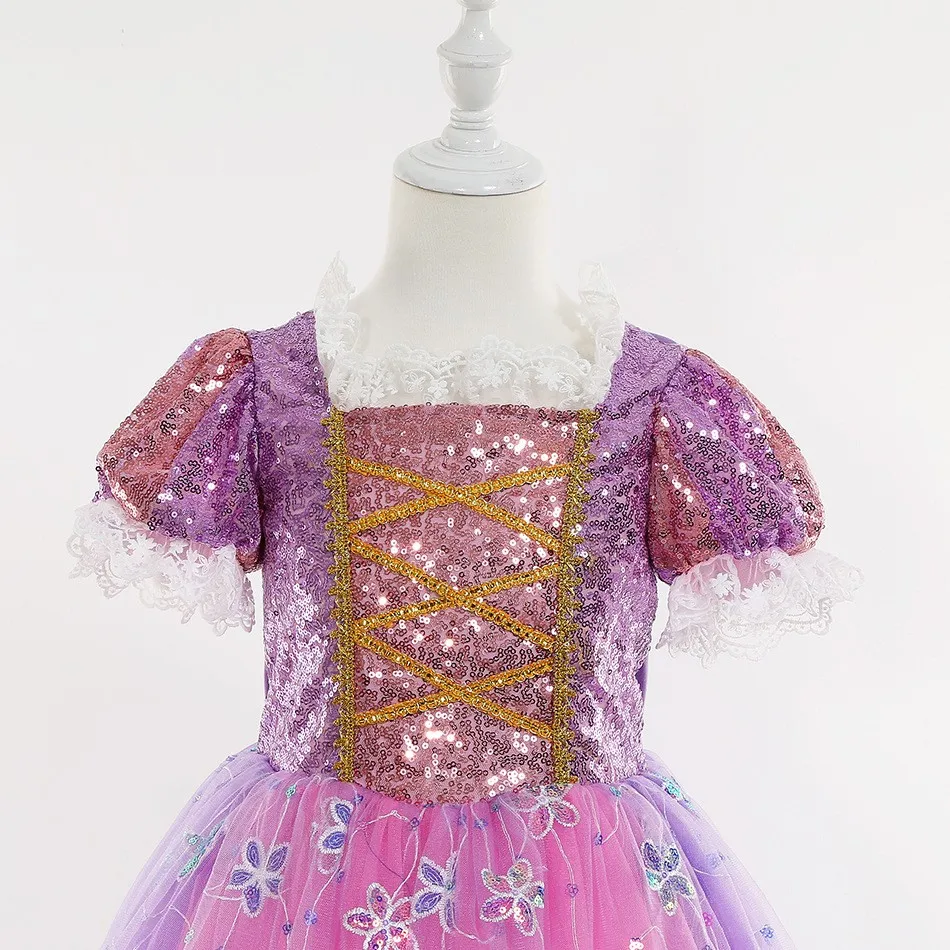 2026 Children Dress Rapunzel Costume  Sequins Purple Purple Dress Cosplay Tutu Dress for Girl Add Colored LED Lights 3-10 Year view 4